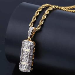 INAO The New Iced Out Gold Color Micro Paved CZ Xanax Pill Necklace&Pendant With Chain Hip Hop Charm Jewelry For Gift