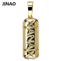 INAO The New Iced Out Gold Color Micro Paved CZ Xanax Pill Necklace&Pendant With Chain Hip Hop Charm Jewelry For Gift