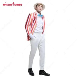 【Ready for Ship】HAIKYUU Adult Men Rainbow Suit Striped Suit Jacket Mary Cosplay Costume Outfits with Hat Gloves for Halloween
