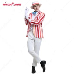 【Ready for Ship】HAIKYUU Adult Men Rainbow Suit Striped Suit Jacket Mary Cosplay Costume Outfits with Hat Gloves for Halloween