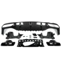 For Mercedes-Benz W213 AMG E63 Style Carbon Rear Bumper Diffuser with Exhaust Tips Glossly Black