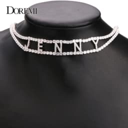 DOREMI 9mm 3A Zircon CUSTOM Name Necklace with 2 Rows 3mm Tennis chain Personalized Name Number Choker Women Iced Out Name Chain