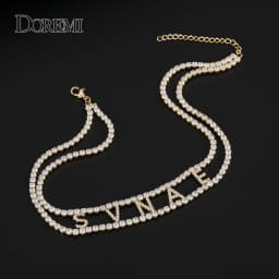 DOREMI 9mm 3A Zircon CUSTOM Name Necklace with 2 Rows 3mm Tennis chain Personalized Name Number Choker Women Iced Out Name Chain