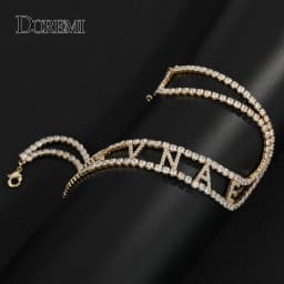 DOREMI 9mm 3A Zircon CUSTOM Name Necklace with 2 Rows 3mm Tennis chain Personalized Name Number Choker Women Iced Out Name Chain