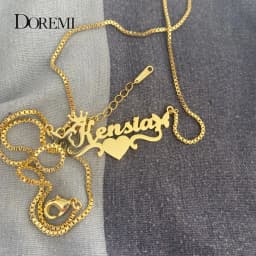 DOREMI Stainless Steel Custom Name Personalized Butterfly Name Necklaces for Women Jewelry Gold Filled Heart Statement Choker