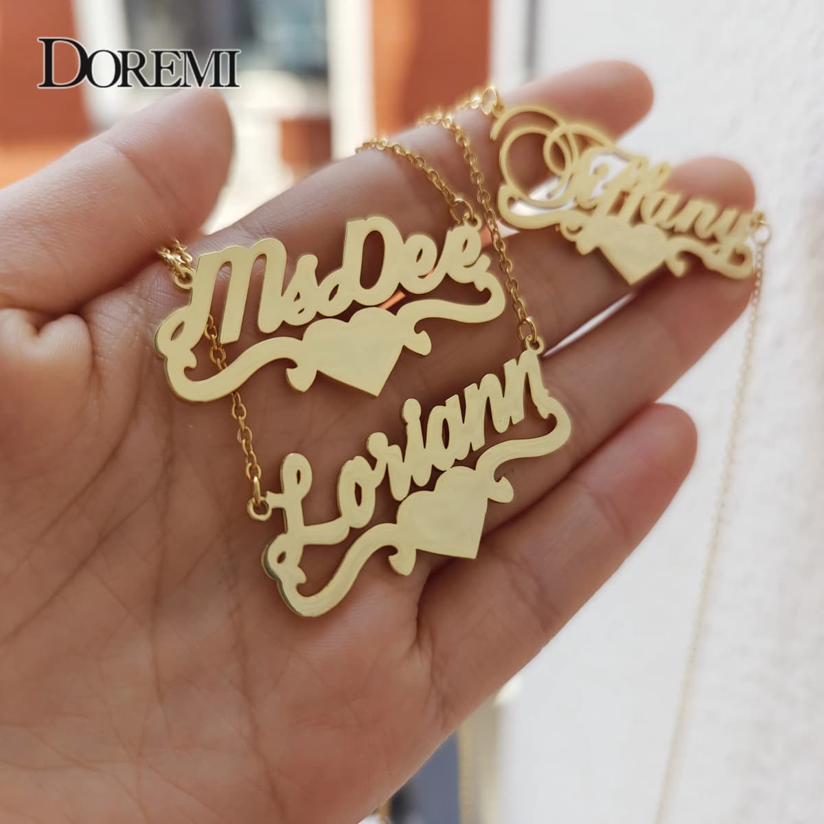 DOREMI Stainless Steel Custom Name Personalized Butterfly Name Necklaces for Women Jewelry Gold Filled Heart Statement Choker