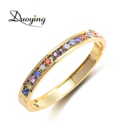 Duoying DIY Slider Charms Bangles Custom 12pcs Zodiac Birthstone Bangle Zirconia Charm Custom Bangles Personalized Bangles Gift