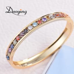 Duoying DIY Slider Charms Bangles Custom 12pcs Zodiac Birthstone Bangle Zirconia Charm Custom Bangles Personalized Bangles Gift