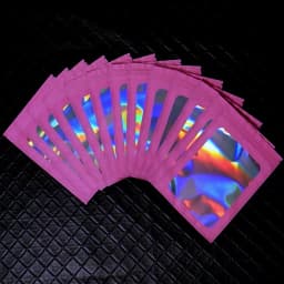 100 Pc Smell Proof Mylar Bags Resealable Odor Proof Bags Holographic Packaging Pouch Bag With Clear Window For Food