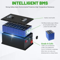 LiFePO4 Battery 48V 105Ah 5.3KW Bluetooth 16S 100A BMS 51.2V 105Ah 5KW 6000+Cycles LED Display Grade A Cells- Fast delivery