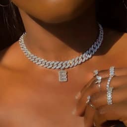 26 Baguette Letter Hip Hop Initial Necklace Stainless Steel Jewelry Iced Out Cuban Link Chain Men Necklace for Women Christmas