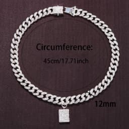26 Baguette Letter Hip Hop Initial Necklace Stainless Steel Jewelry Iced Out Cuban Link Chain Men Necklace for Women Christmas
