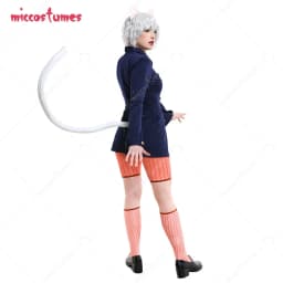 Miccostumes Women's Anime Cat Suit Cosplay Costume Dark Blue School College Style Uniform with Cat Ears and Tail