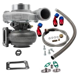 T76 Turbine Universal Turbocharger T4 .96 A/r Trim 600+Hp 76mm Compressor+Oil Return/Feed Line Supercharger