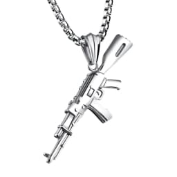 BONISKISS Charm Pistol Gun Shaped Pendant Punk Gun Army Style Chain Necklace For Men corrente masculina Jewelry With Chain 22"