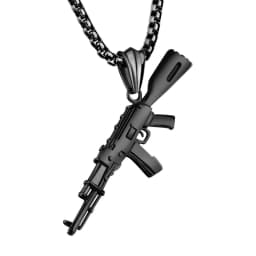 BONISKISS Charm Pistol Gun Shaped Pendant Punk Gun Army Style Chain Necklace For Men corrente masculina Jewelry With Chain 22"