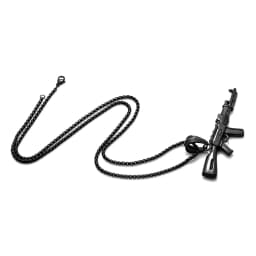 BONISKISS Charm Pistol Gun Shaped Pendant Punk Gun Army Style Chain Necklace For Men corrente masculina Jewelry With Chain 22"