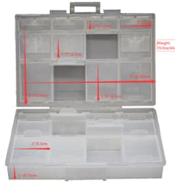 Aidetek half transparent BOX-ALL-24 small parts beads stationery jewelry box organizer for sorted parts 3 sizes 24 compartment