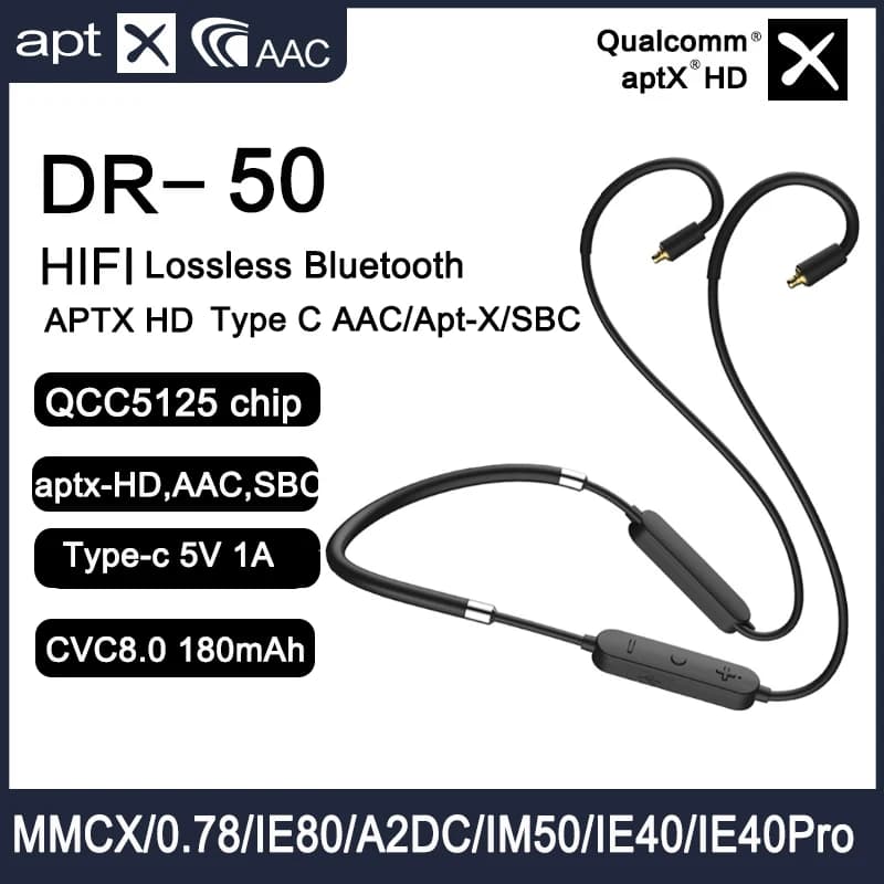 NEW Qualcomm QCC5125 Chip For MMCX 0.78 2PIN QDC ZSN IE80 A2DC Bluetooth 5.0 Earphone Upgrade Cable AptX-HD aptX Adaptive AAC