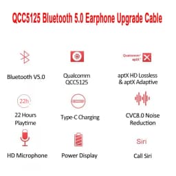 NEW Qualcomm QCC5125 Chip For MMCX 0.78 2PIN QDC ZSN IE80 A2DC Bluetooth 5.0 Earphone Upgrade Cable AptX-HD aptX Adaptive AAC