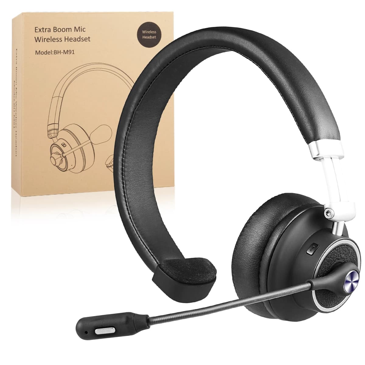 BH-M91 Noise Cancelling Bluetooth CSR Headset Wireless Headset with Microphone for Office Home Business Trucker Drivers