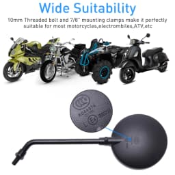 1 Pair 8mm 10mm Universal Rear View Rearview Mirror Motorcycle Side Mirrors Round Retro Moto Bike Scooter Cafe Racer Accessories