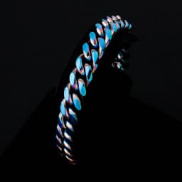 GUCY Fashion 10mm and 14mm Rainbow Color Mens Hip Hop Stainless Steel Cuban Chain Jewelry Hip Hop Bracelet For Gift
