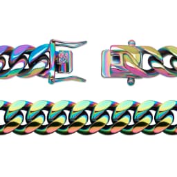 GUCY Fashion 10mm and 14mm Rainbow Color Mens Hip Hop Stainless Steel Cuban Chain Jewelry Hip Hop Bracelet For Gift