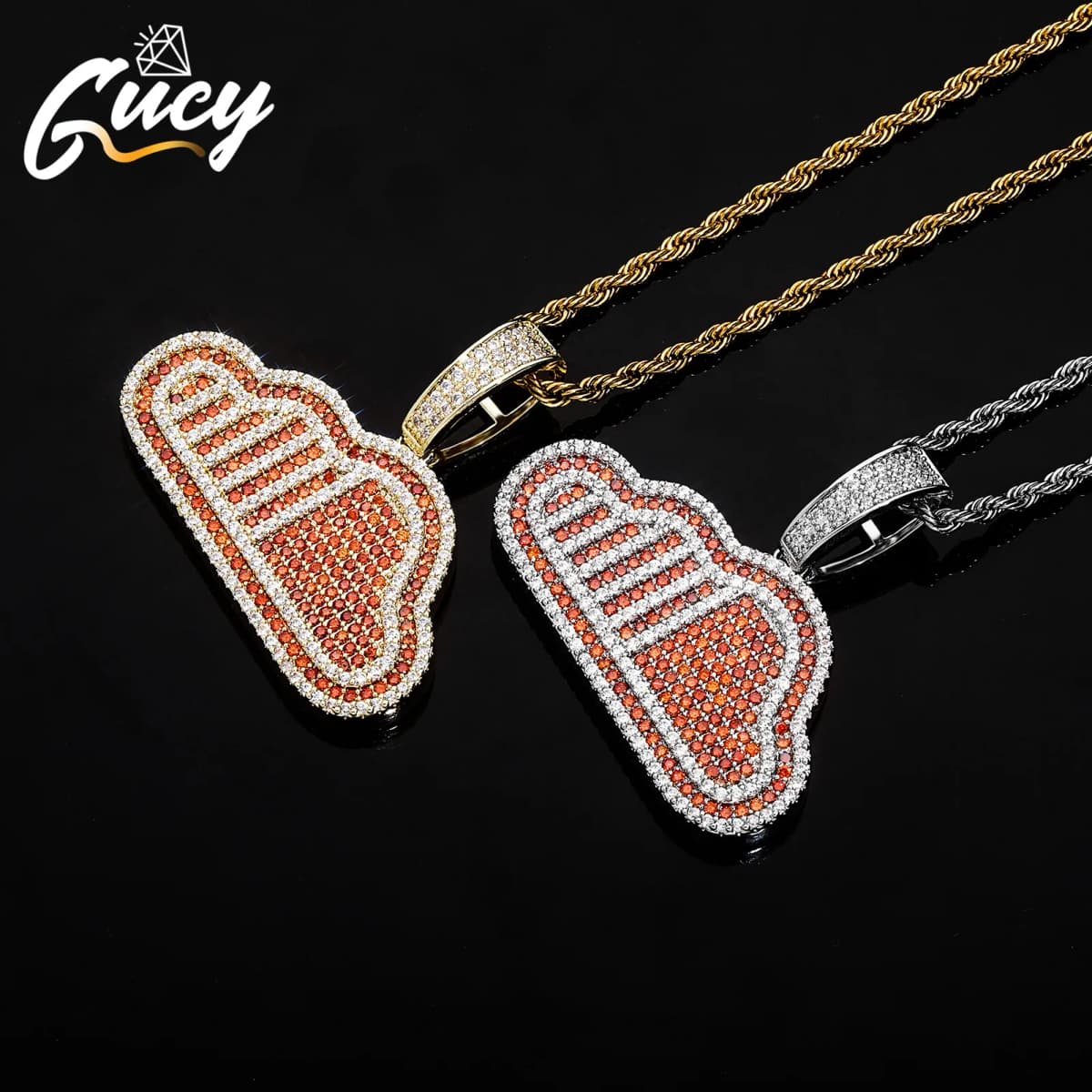 GUCY Clouds Pendant Iced Out Bling Charm With Tennis Chain Statement Necklace Men Women Hip Hop Chains For Jewelry Gift