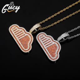 GUCY Clouds Pendant Iced Out Bling Charm With Tennis Chain Statement Necklace Men Women Hip Hop Chains For Jewelry Gift