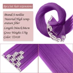 S-noilite Synthetic Clip In Hair Extensions Long Straight Clip In 8pcs/set Hairpieces 26inch Pure Color Pale Blonde Clip In Hair