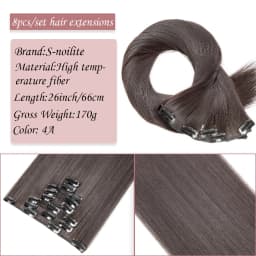 S-noilite Synthetic Clip In Hair Extensions Long Straight Clip In 8pcs/set Hairpieces 26inch Pure Color Pale Blonde Clip In Hair