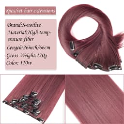 S-noilite Synthetic Clip In Hair Extensions Long Straight Clip In 8pcs/set Hairpieces 26inch Pure Color Pale Blonde Clip In Hair