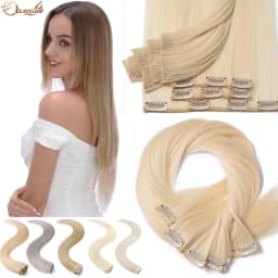 S-noilite Synthetic Clip In Hair Extensions Long Straight Clip In 8pcs/set Hairpieces 26inch Pure Color Pale Blonde Clip In Hair