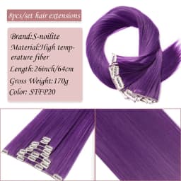 S-noilite Synthetic Clip In Hair Extensions Long Straight Clip In 8pcs/set Hairpieces 26inch Pure Color Pale Blonde Clip In Hair