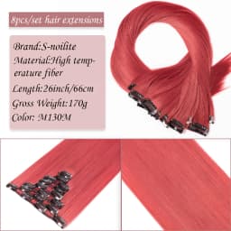 S-noilite Synthetic Clip In Hair Extensions Long Straight Clip In 8pcs/set Hairpieces 26inch Pure Color Pale Blonde Clip In Hair