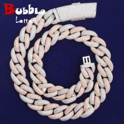 Bubble Letter Miami Cuban Link Chain Men Necklace 5A Cubic Zircon Hip Hop Choker Rock Jewelry 2021 Trend Christmas Gift