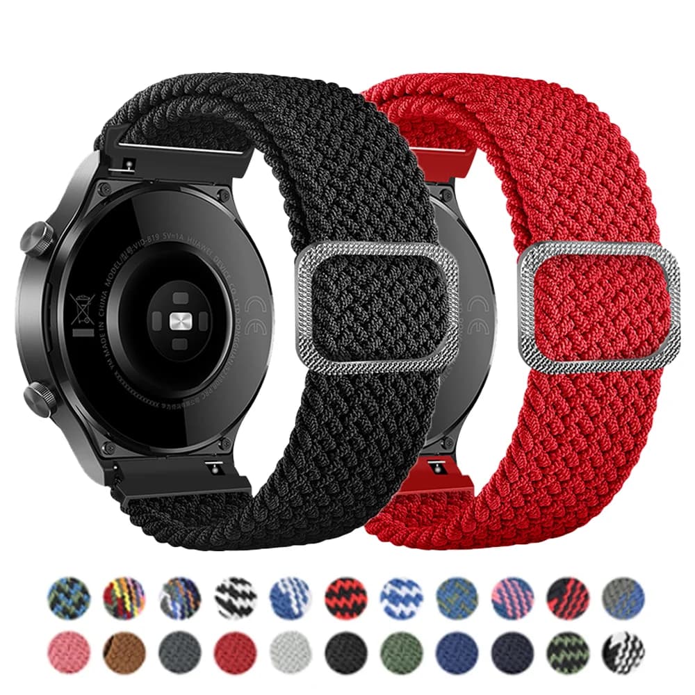 20/22 mm Band for Samsung Galaxy 46mm 42mm/Gear S3 frontier/active 2 Adjustable Braided Solo Loop Huawei watch GT/2/2e/Pro strap