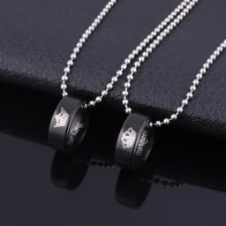 Couple Letter His Queen Her King Crown Matching Necklace Eternal Love Promise Pendant Necklace for Lover Jewelry Gift