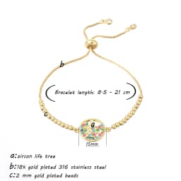 Tree of Life Charm 18K Gold Plated Stainless Steel Chain Link Bracelets Jewelry Cheap Jewelry for Gift Drop Shipping