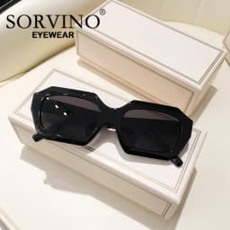 SORVINO Small Polygon Rectangle Women Sunglasses Fashion Retro Brand Designer Square Sun Glasses Men Classic White Shades UV400