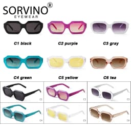 SORVINO Small Polygon Rectangle Women Sunglasses Fashion Retro Brand Designer Square Sun Glasses Men Classic White Shades UV400