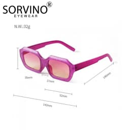 SORVINO Small Polygon Rectangle Women Sunglasses Fashion Retro Brand Designer Square Sun Glasses Men Classic White Shades UV400