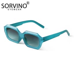 SORVINO Small Polygon Rectangle Women Sunglasses Fashion Retro Brand Designer Square Sun Glasses Men Classic White Shades UV400
