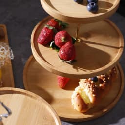 Two/Three Layers Fruit Tray Bamboo Plate Innovative Exquisite Snack Rack Storage Display Stand Creative Bread Cake Dessert Rack