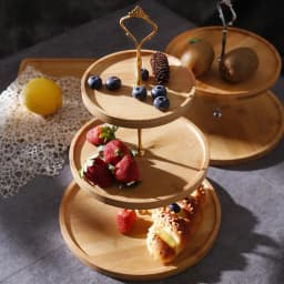 Two/Three Layers Fruit Tray Bamboo Plate Innovative Exquisite Snack Rack Storage Display Stand Creative Bread Cake Dessert Rack