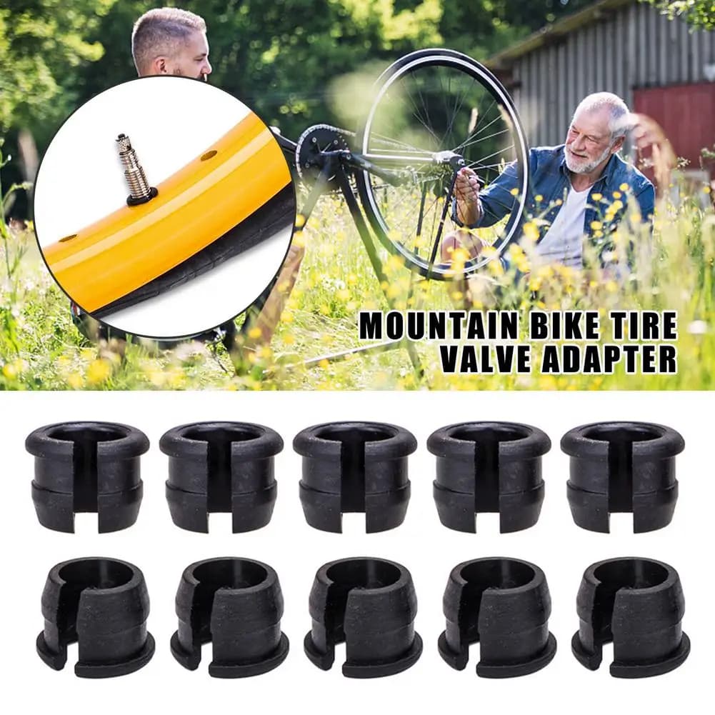 10PCS Mountain Bike American Valve Adapter Valve Conversion Set Rim Protection Gas Air Nozzle Glue Pad Tube Tire Gasket Rim Tube
