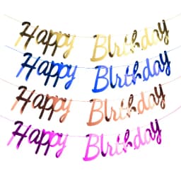 Gold Silver Rose Gold Happy Birthday Paper Garland Birthday Party Banner Hanging Bunting Flag Baby Shower Party Decoration Favor