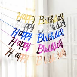 Gold Silver Rose Gold Happy Birthday Paper Garland Birthday Party Banner Hanging Bunting Flag Baby Shower Party Decoration Favor