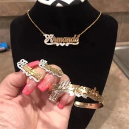 Custom Nameplate Bracelet Earrings Necklace Set Personalized Two-Color Bracelet Hiphop Name Jewelry Gift Dropshipping